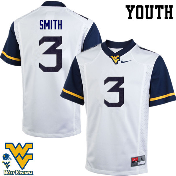 Youth #3 Al-Rasheed Benton West Virginia Mountaineers College Football Jerseys-White - Click Image to Close